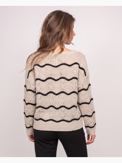 Maglione traforato con onde a contrasto korlia - Kiabi
