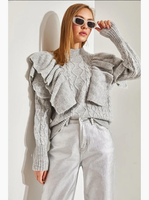 Maglione traforato in maglia a trecce lucci - Kiabi Maglione traforato in maglia a trecce lucci - Kiabi