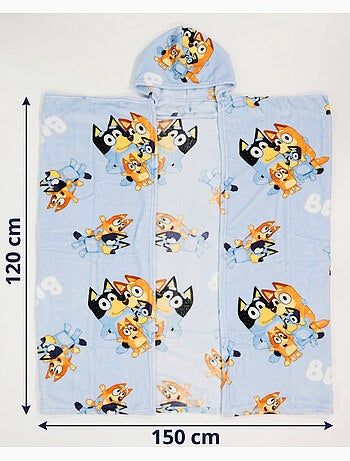 Manta con Capucha Franela Bluey & Bingo 120x150cm – All-Over – 100% Poliéster – Licencia Oficial