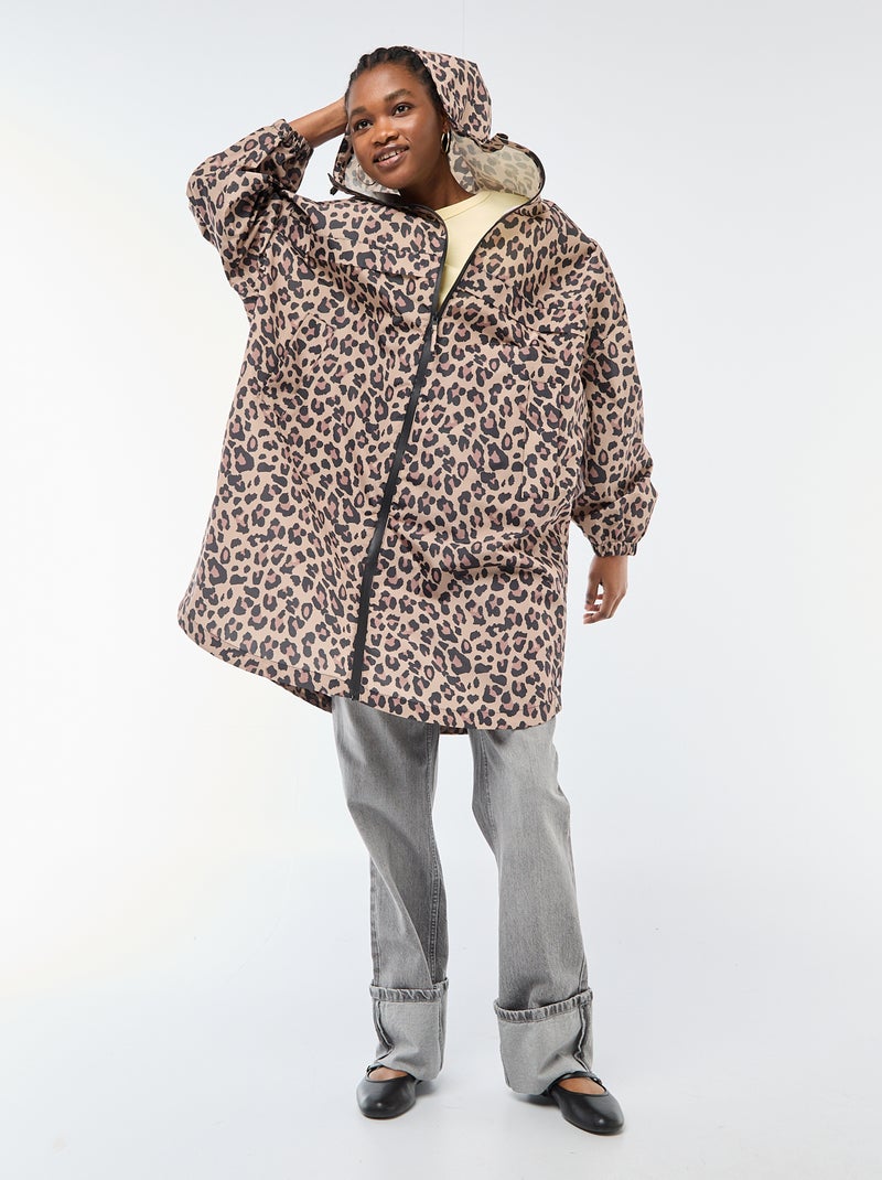 Mantella antipioggia idrorepellente con cappuccio e sistema di ripiegamento su sé stessa Beige - Kiabi