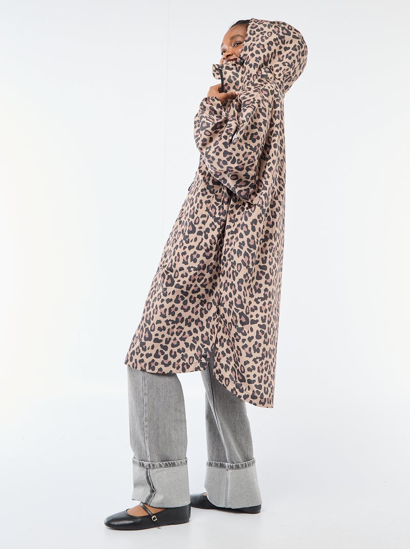 Mantella antipioggia idrorepellente con cappuccio e sistema di ripiegamento su sé stessa Beige - Kiabi