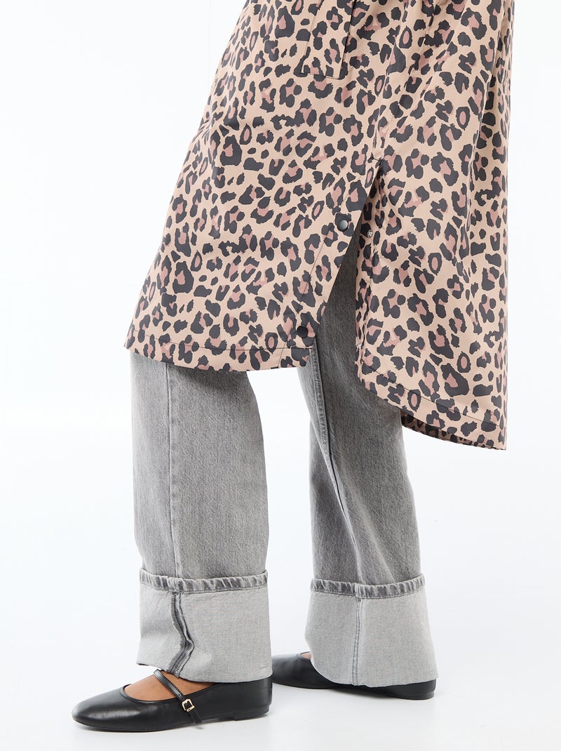 Mantella antipioggia idrorepellente con cappuccio e sistema di ripiegamento su sé stessa Beige - Kiabi