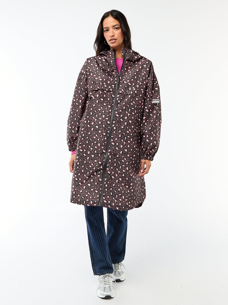 Mantella antipioggia idrorepellente con cappuccio e sistema di ripiegamento su sé stessa Marrone - Kiabi