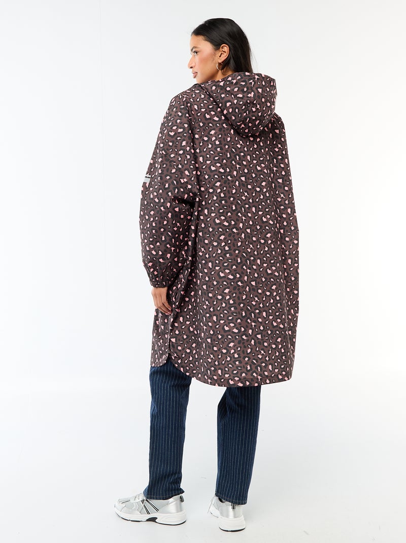 Mantella antipioggia idrorepellente con cappuccio e sistema di ripiegamento su sé stessa Marrone - Kiabi