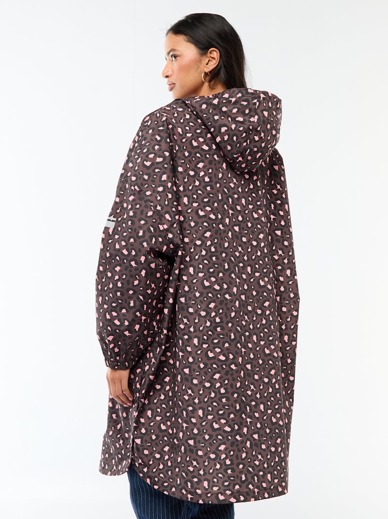 Mantella antipioggia idrorepellente con cappuccio e sistema di ripiegamento su sé stessa Marrone - Kiabi