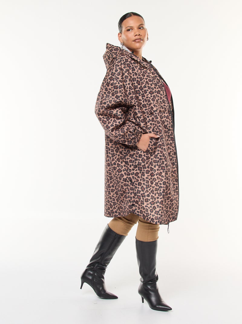 Mantella antipioggia idrorepellente con motivo leopardato Marrone - Kiabi
