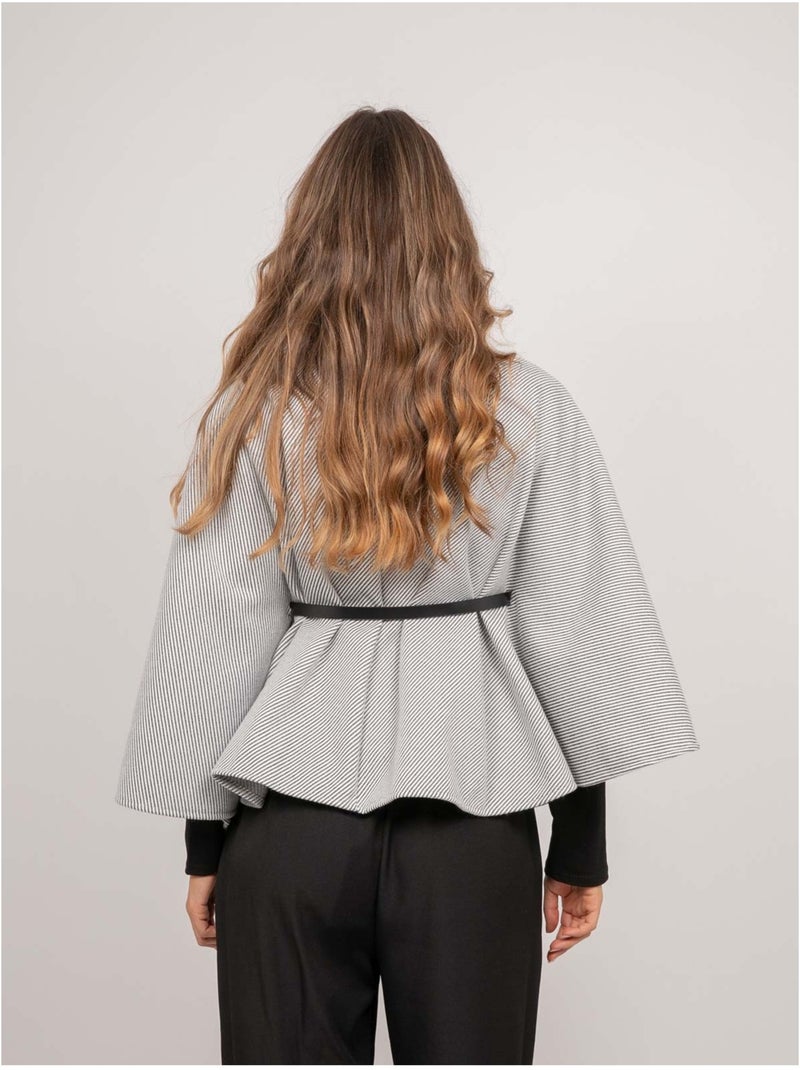 Mantella con cintura, collo alto e maniche svasate urolie Grigio - Kiabi