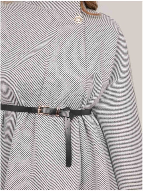 Mantella con cintura, collo alto e maniche svasate urolie - Kiabi