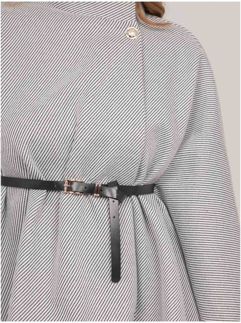 Mantella con cintura, collo alto e maniche svasate urolie Grigio - Kiabi