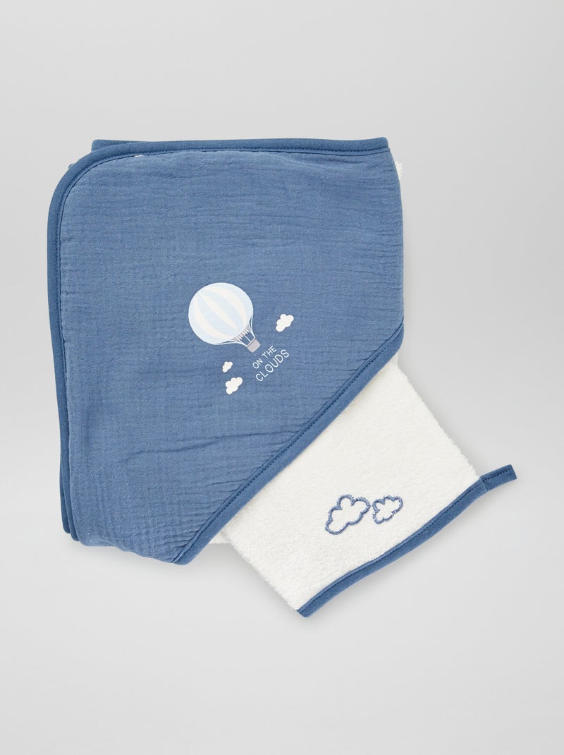 Mantella da bagno + guanto da bagno - 2 pezzi BLU - Kiabi