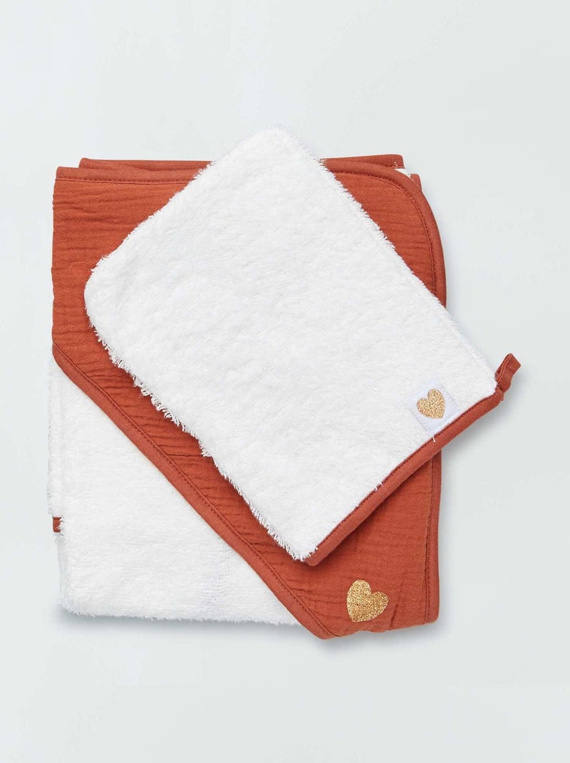 Mantella da bagno + guanto da bagno ROSSO - Kiabi
