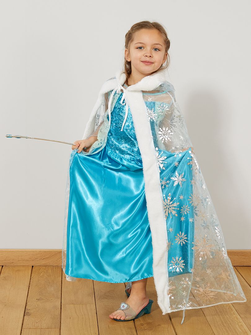 Costume Principessa della Neve Frozen Azzurro con accessori