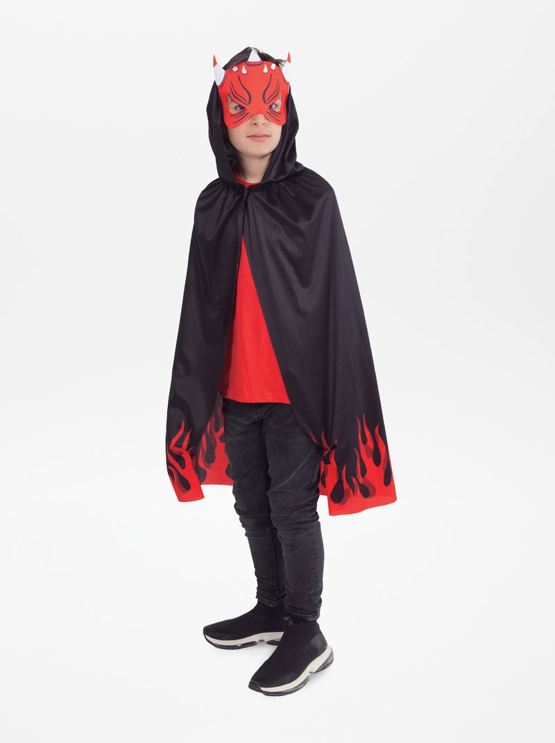 Mantello 'diavolo' con cappuccio - Costume nero/rosso - Kiabi