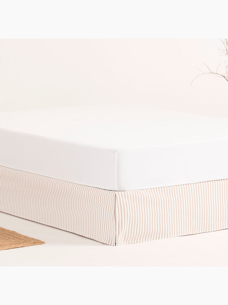 Mantovana per letto, gonna letto protettiva. Coprirete a righe - Gamusi. Beige - Kiabi