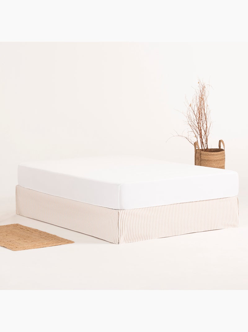 Mantovana per letto, gonna letto protettiva. Coprirete a righe - Gamusi. Beige - Kiabi