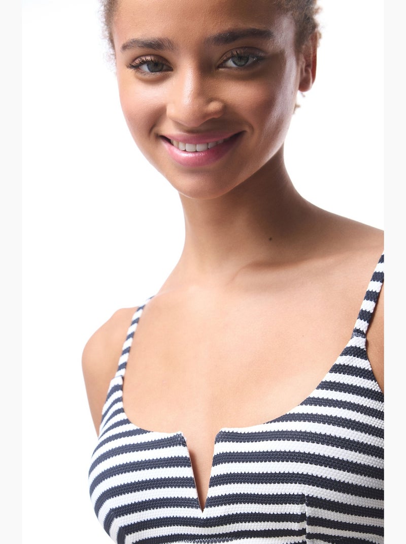 Marbel bikini a righe con scollo a v e ferretto penti Nero Bianco - Kiabi