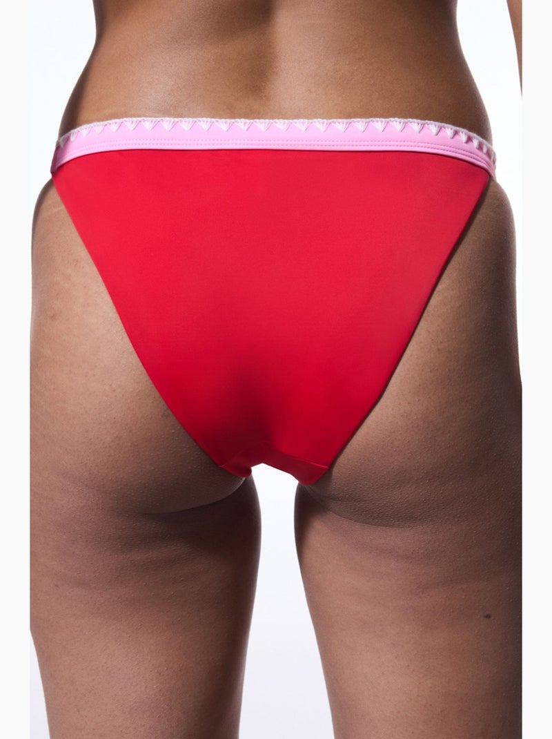 Marbella slip bikini a vita molto bassa penti Rosso/Rosa - Kiabi