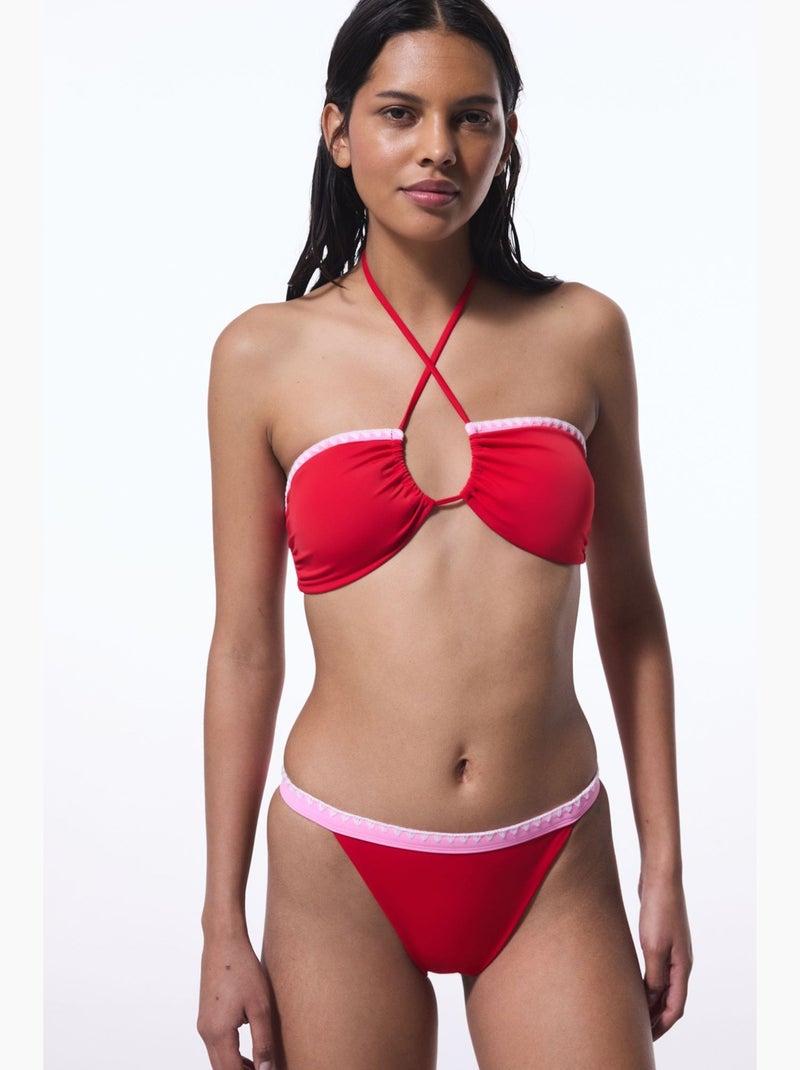 Marbella slip bikini a vita molto bassa penti Rosso/Rosa - Kiabi