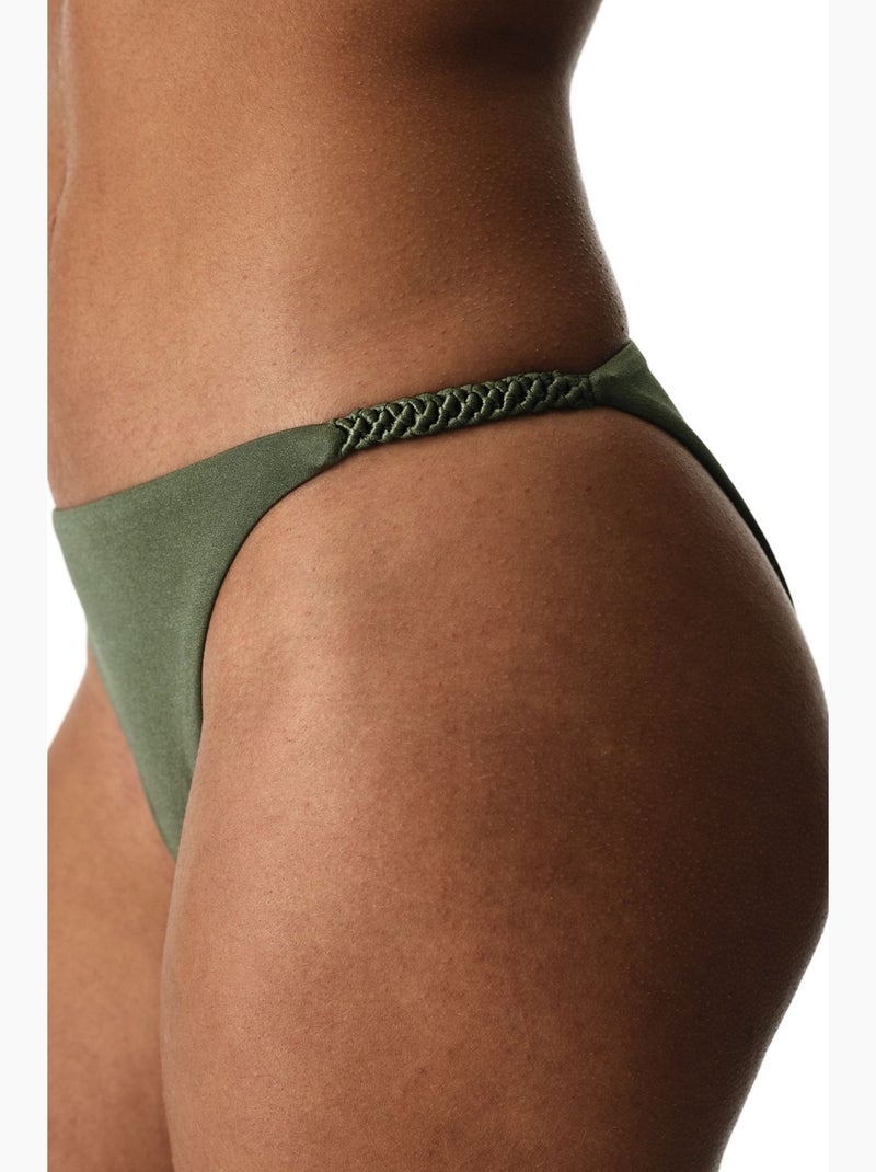 Marcelina slip bikini con lati luccicanti e vita media penti Verde kaki - Kiabi