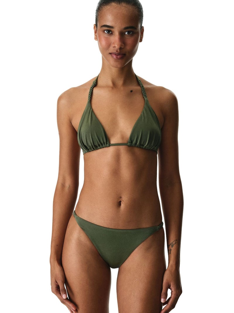Marcelina slip bikini con lati luccicanti e vita media penti Verde kaki - Kiabi