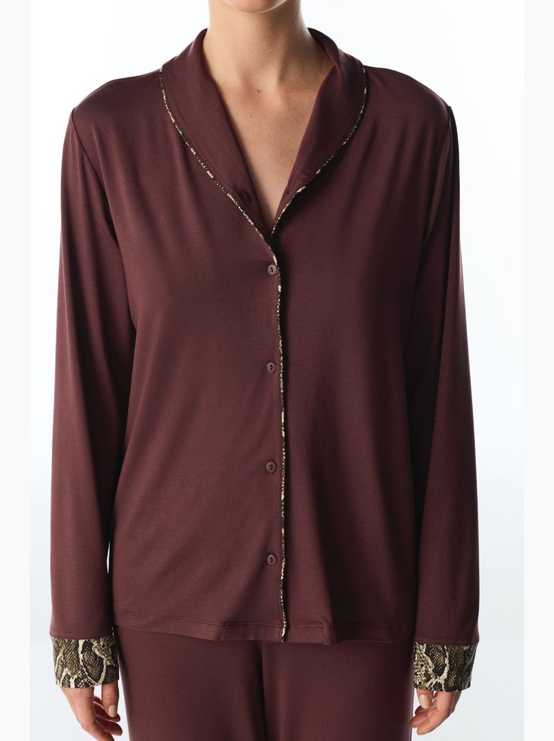 Margot pigiama con camicia e pantaloni a maniche lunghe, stampa serpente penti Rosso bordeaux - Kiabi