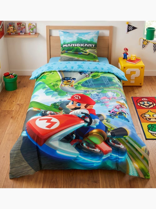 Mario Kart, Completo Letto per Bambino Stampato Reversibile Karting, Copripiumino 140x200 cm - Kiabi Mario Kart, Completo Letto per Bambino Stampato Reversibile Karting, Copripiumino 140x200 cm - Kiabi