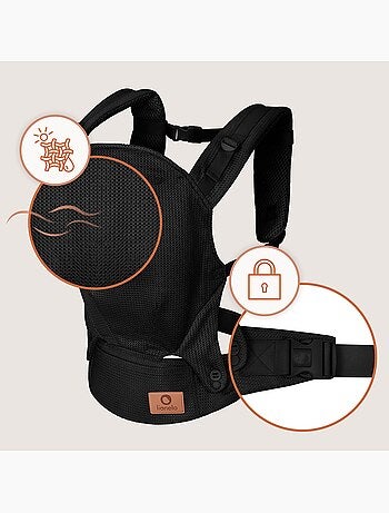 Marsupio porta-bebè LIONELO Margareteet - 100% cotone - 3 posizioni di trasporto