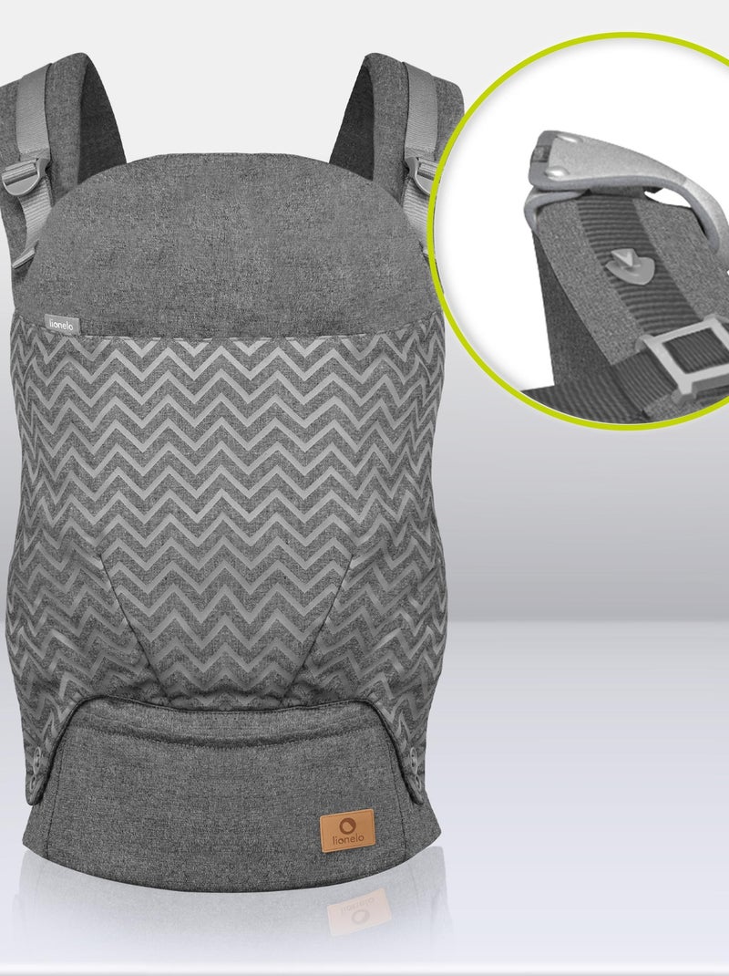 Marsupio porta-bebè LIONELO Margareteet - 100% cotone - 3 posizioni di trasporto Grigio - Kiabi