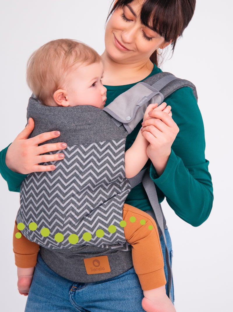 Marsupio porta-bebè LIONELO Margareteet - 100% cotone - 3 posizioni di trasporto Grigio - Kiabi