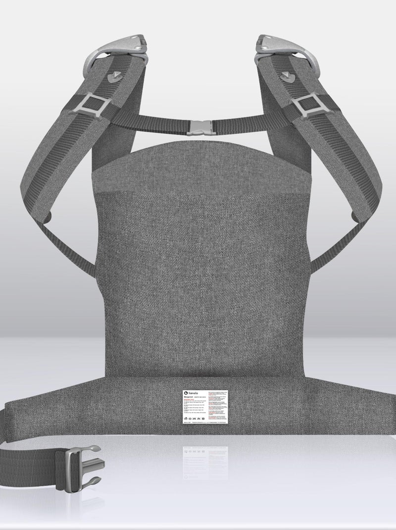Marsupio porta-bebè LIONELO Margareteet - 100% cotone - 3 posizioni di trasporto Grigio - Kiabi