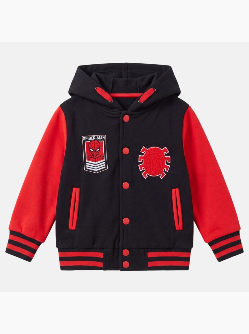 Marvel - giacca teddy con cappuccio stampata, dettagli ricamati Nero - Kiabi