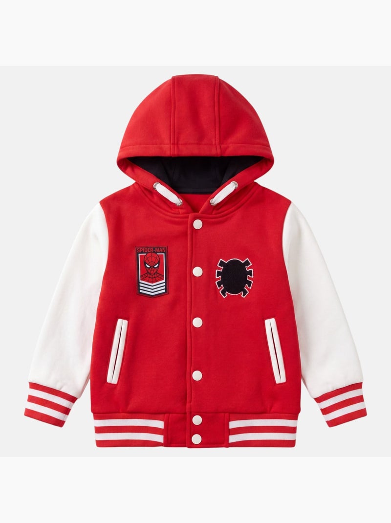 Marvel - giacca teddy con cappuccio stampata, dettagli ricamati Rosso - Kiabi