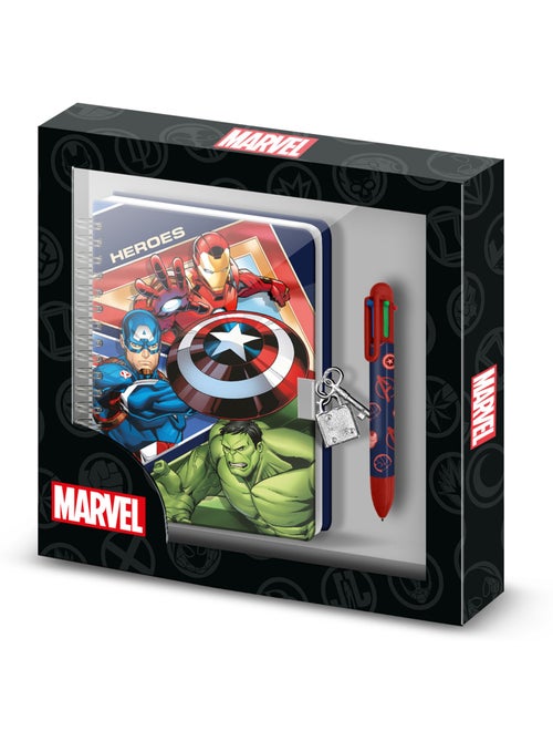 Marvel Avengers Battle Confezione con Diario A5 + Penna 6 Colori, Blu - Kiabi