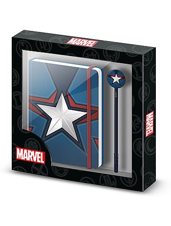 Marvel captain america courage confezione regalo con diario e penna a sfera fashion, blu
