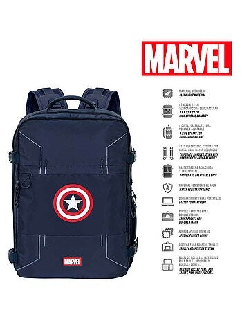 Marvel captain america gears zaino grande da viaggio mercury 47x23x33cm, blu