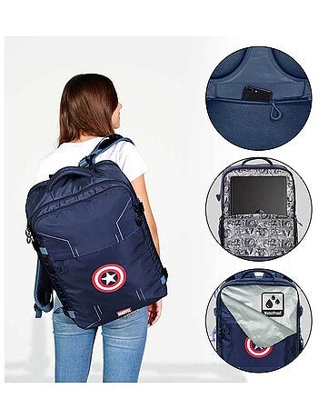 Marvel captain america gears zaino grande da viaggio mercury 47x23x33cm, blu