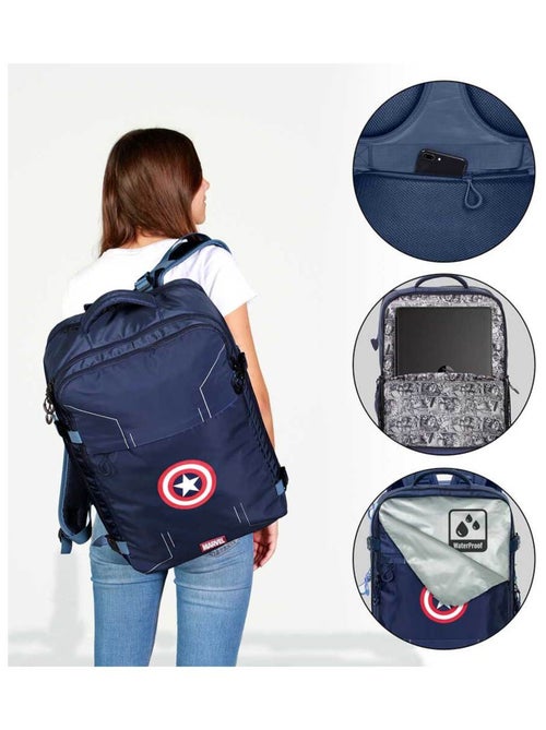 Marvel Captain America Gears Zaino Grande da Viaggio Mercury 47x23x33cm, Blu - Kiabi