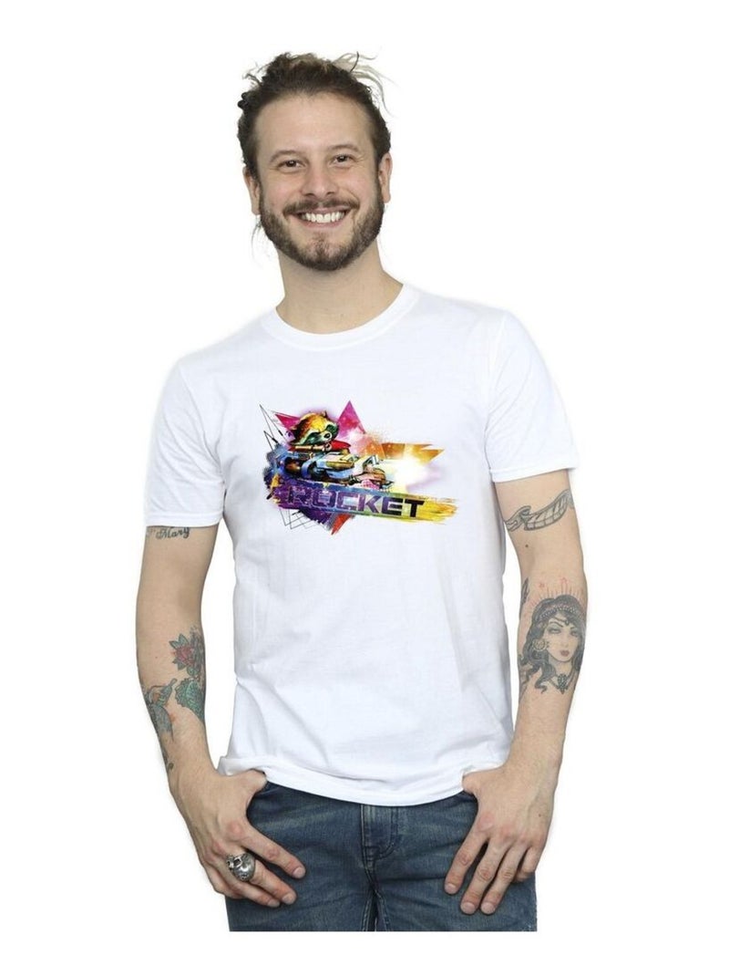 Marvel Guardians Of The Galaxy Maglietta Rocket Raccoon Procione Uomo Bianco - Kiabi
