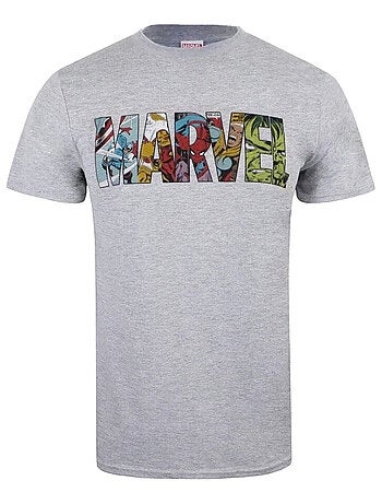 Marvel Maglietta Striscia a Fumetti Logo Uomo