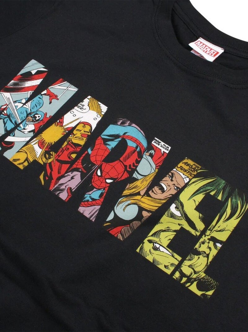 Marvel Maglietta Striscia a Fumetti Logo Uomo Nero - Kiabi