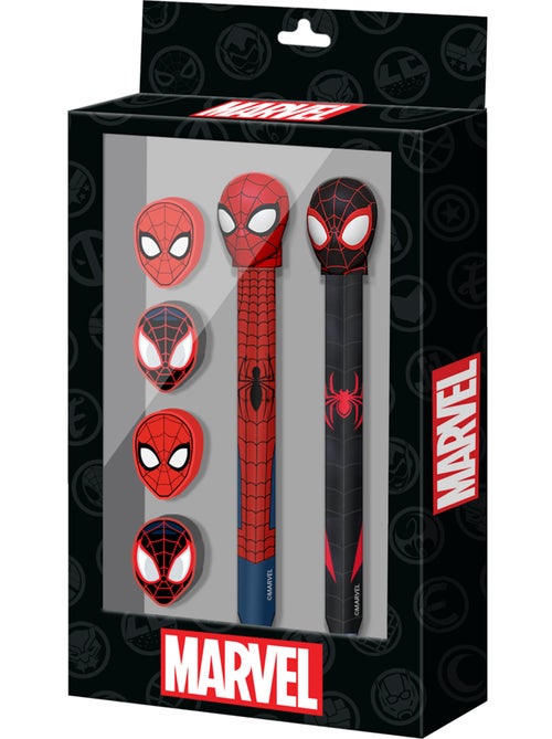 Marvel Spiderman Peter Confezione di Penna a Gel Cancellabile + Matita Eterna + 4 Gomme, Rosso - Kiabi