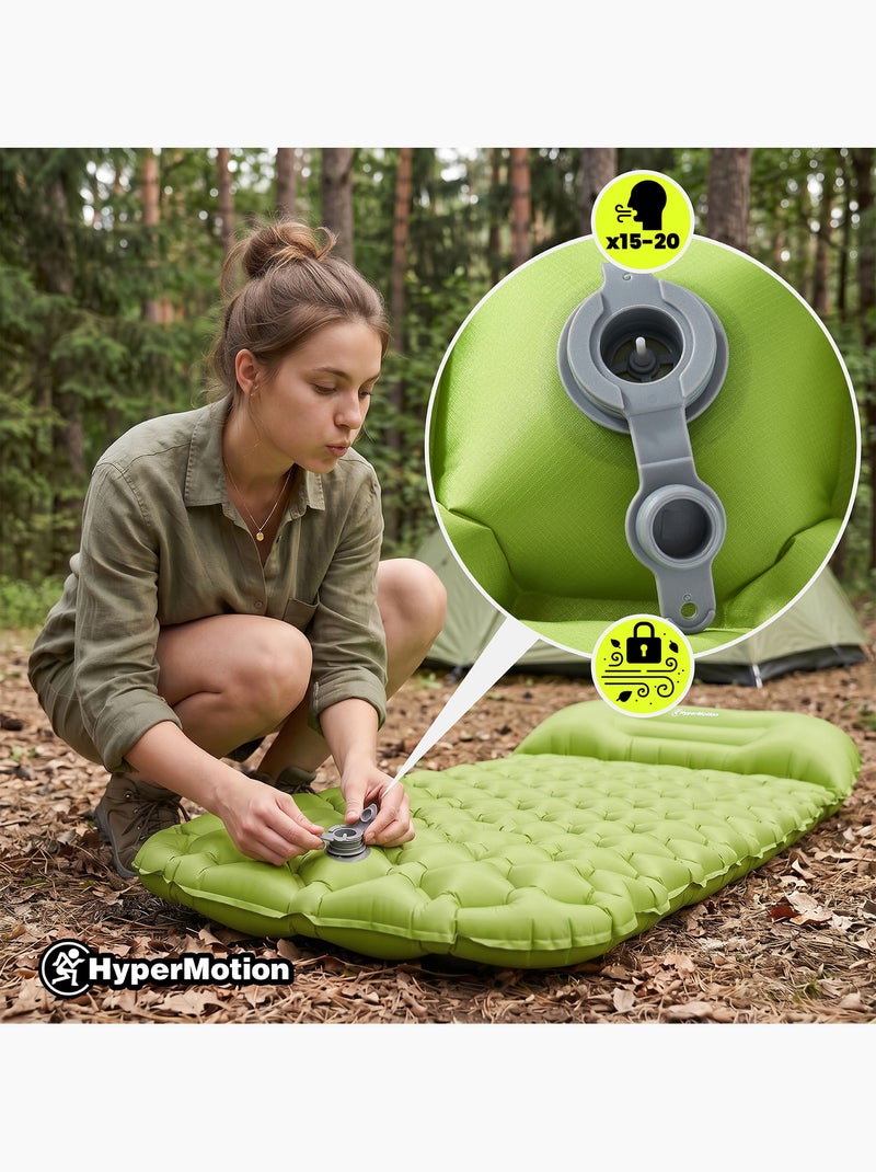 Materassino gonfiabile da campeggio campmat hypermotion ultraleggero con cuscino integrato 190 x 56 Verde - Kiabi