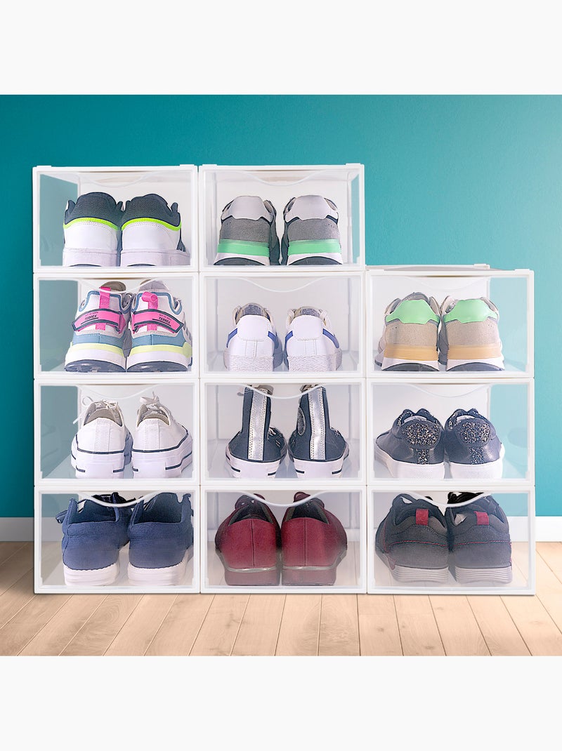 Max home confezione 12 scatole da scarpe trasparenti, impilabili e antiribaltamento t.44 Bianco - Kiabi