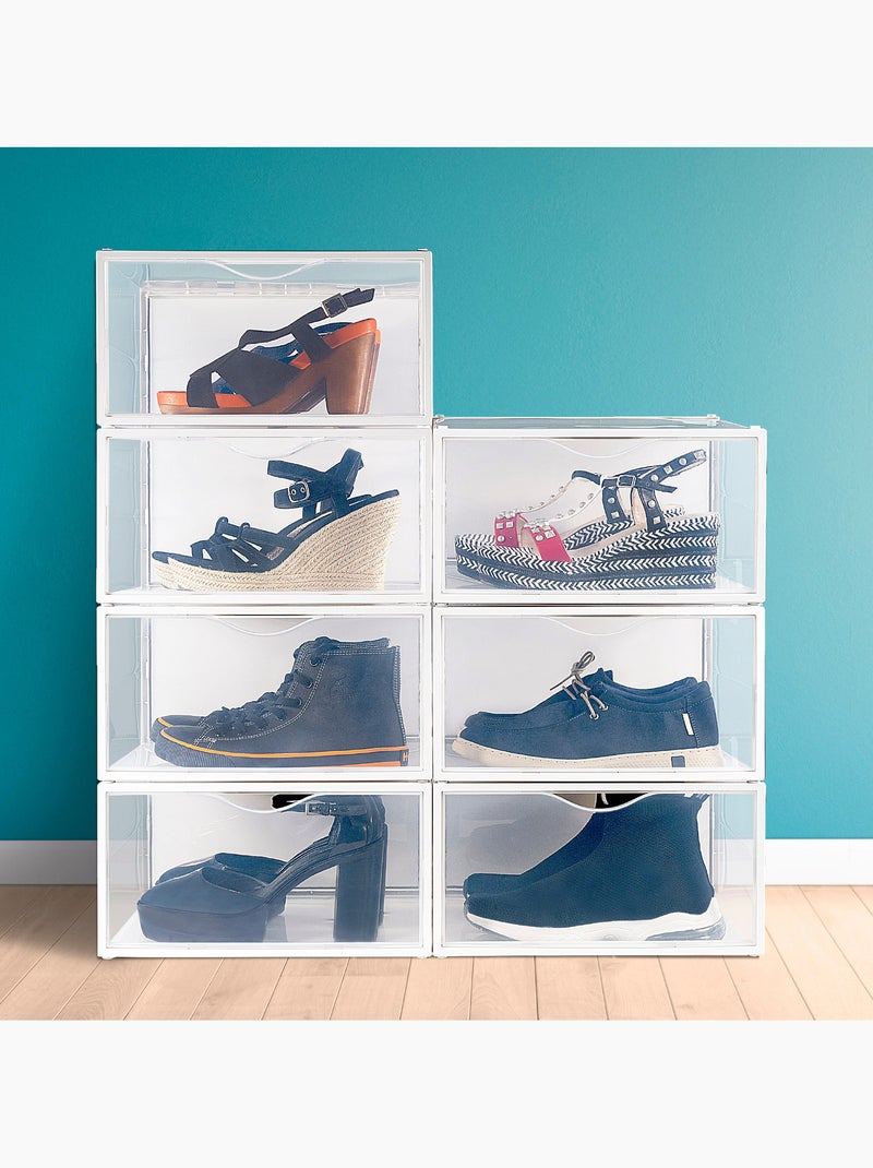 Max home pack 6 scatole da scarpe trasparenti, impilabili e antiribaltamento laterale t.46 Bianco - Kiabi