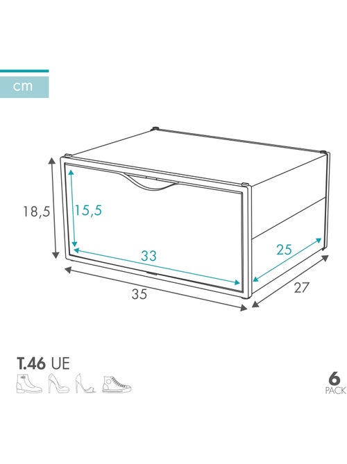 Max home pack 6 scatole da scarpe trasparenti, impilabili e antiribaltamento laterale t.46 - Kiabi