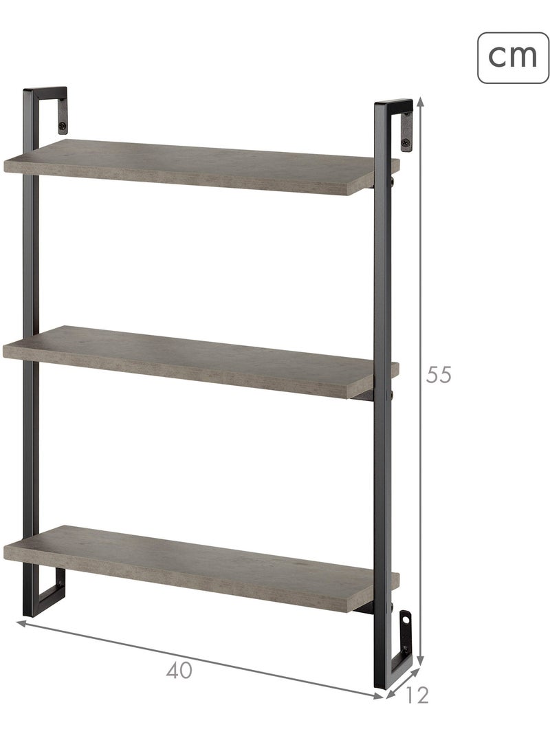 Max home scaffalatura da parete effetto cemento 3 ripiani 40x12x55 cm Legno naturale - Kiabi