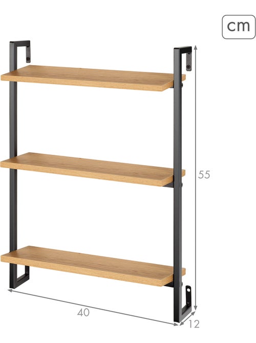 Max home scaffalatura da parete in legno 3 ripiani 40x12x55 cm - Kiabi Max home scaffalatura da parete in legno 3 ripiani 40x12x55 cm - Kiabi