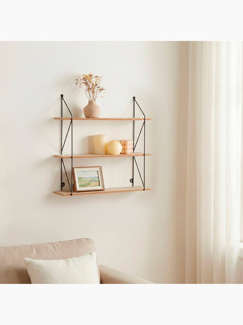 Max home scaffalatura da parete in legno 3 ripiani 50x12x49 cm Legno naturale - Kiabi