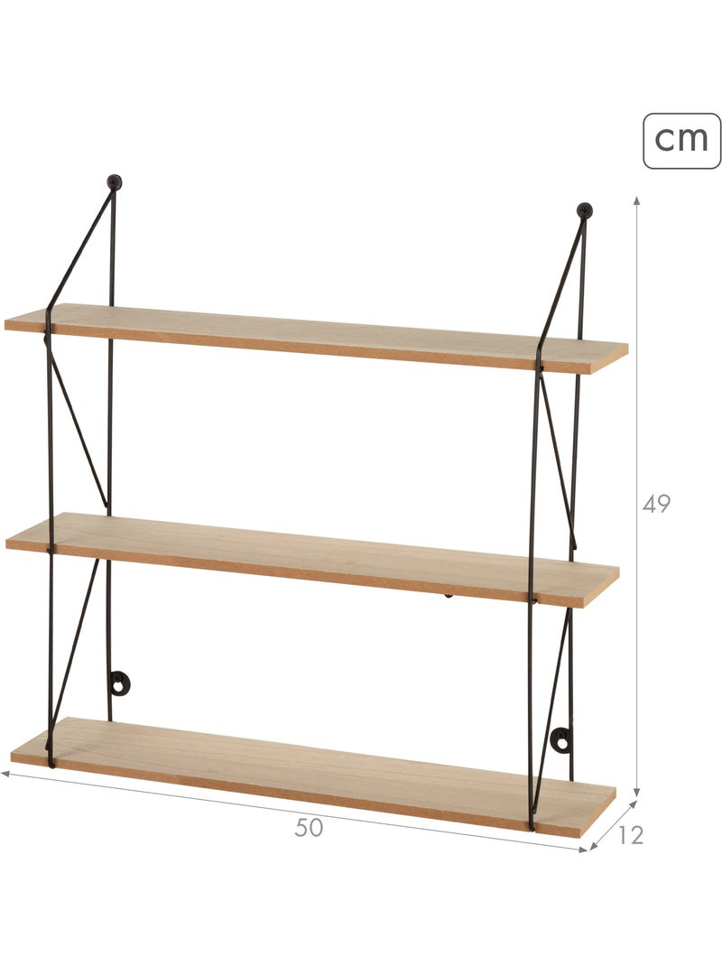 Max home scaffalatura da parete in legno 3 ripiani 50x12x49 cm Legno naturale - Kiabi