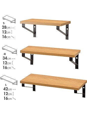 Max home set 3 mensole da parete in legno di varie dimensioni